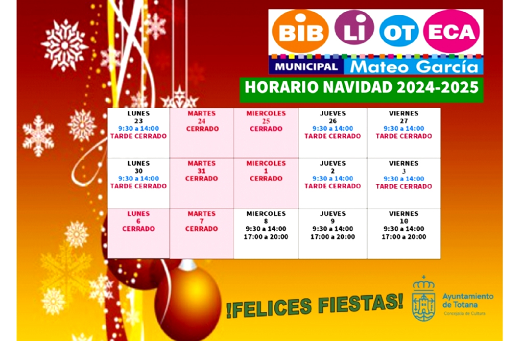 La biblioteca y la sala de estudios cambian sus horarios en Semana Santa